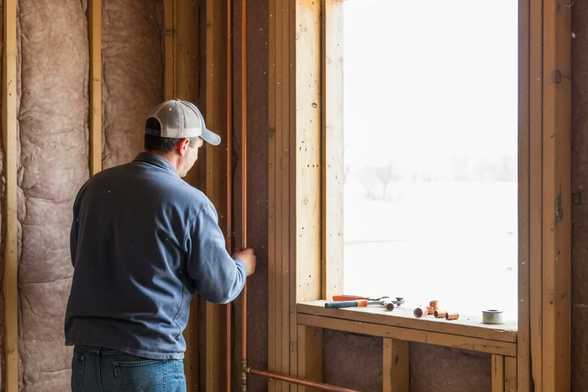 Licensed plumber running new copper supply lines in a Delafield home