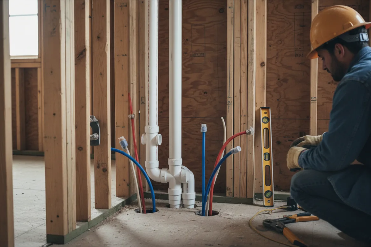 Drain and supply rough-in during Drain Cleaning in Delafield