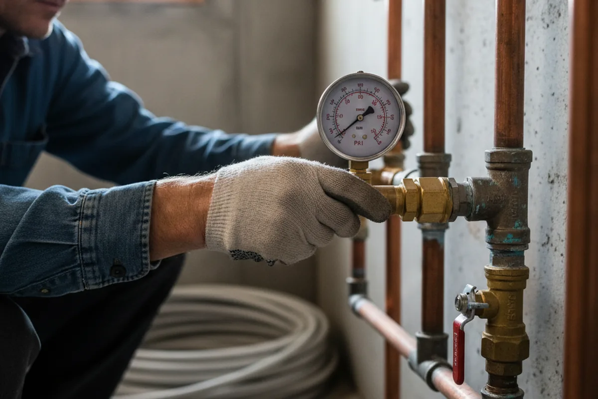 Pressure testing a repaired line during Water Line Repair in Delafield